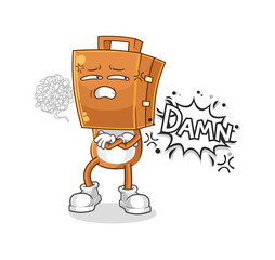 suitcase head very pissed off illustration. character vector
