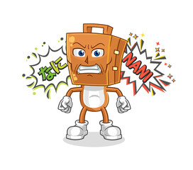 suitcase head anime angry vector. cartoon character