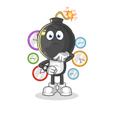 bomb head with wristwatch cartoon. cartoon mascot vector