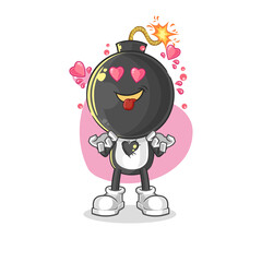 bomb head fallin love vector. cartoon character