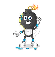 bomb head stretching character. cartoon mascot vector