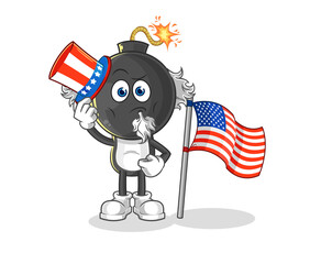 bomb head uncle sam character. cartoon mascot vector