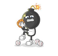 bomb head baseball pitcher cartoon. cartoon mascot vector