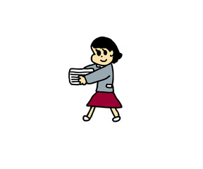書類を運ぶ　女性