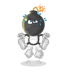 bomb head fart jumping illustration. character vector
