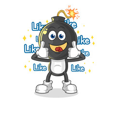 bomb head give lots of likes. cartoon vector
