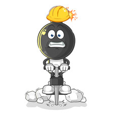 bomb head drill the ground cartoon character vector