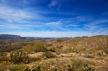 Dry mountain desert scenery near the Apache Trail, Arizona