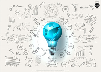 Illustration business.design modern  idea and concept think creativity. for brainstorm,Social network,success,plan,think,search,analyze,communicate, futuristic idea innovation technology.