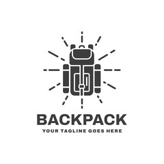 Backpack logo design vector. Backpacker logo