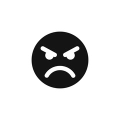 Angry face emoticon icon vector