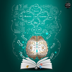 Illustration business.design modern  idea and concept think creativity. for brainstorm,Social network,success,plan,think,search,analyze,communicate, futuristic idea innovation technology.