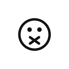 Keep silence face emoticon icon vector