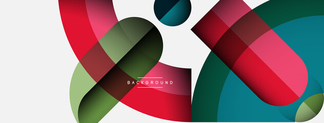 Fototapeta premium Geometric abstract background. Round shapes, circles, lines composition for wallpaper banner background or landing page