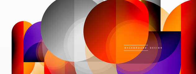 Fototapeta premium Creative geometric wallpaper. Minimal circle triangle and square line abstract background. Vector illustration for wallpaper banner background or landing page
