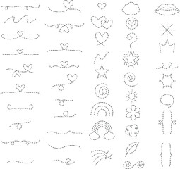 Big set dotted line design,heart line,cute element,
hand drawn, doodle style
for love,valentine,baby.vector illustration