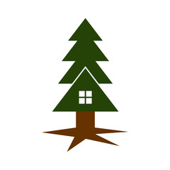 real estate home cedar tree logo Icon Illustration Brand Identity