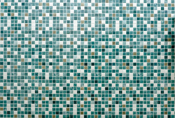 Blue glass wall mosaic for texture background