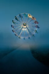 Deurstickers Old Ferris wheel on a cloudy day. 3D rendering, illustration © fergregory