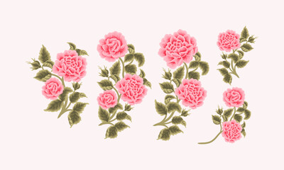 Vintage Hand Drawn Garden Chrysanthemum Flower Vector Illustration Elements, Clipart Collection for Wedding Invitation, Greeting Card Decoration Set, Aesthetic Nature Crafts, Art and Creative Projects