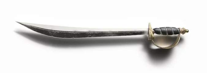 Fotobehang a pirate's cutlass sword isolated on white. 3D Rendering, illustration © fergregory