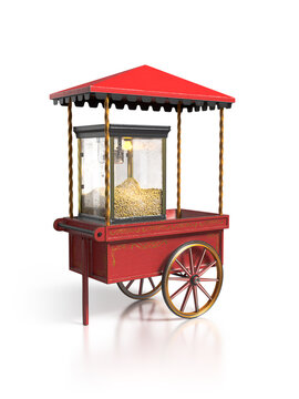 3D rendering, illustration of a popcorn cart.