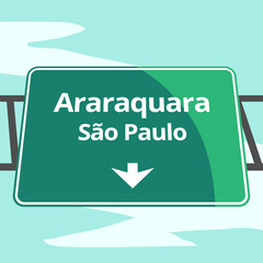 Araraquara city road sign plate in Sao Paulo state Brazil 