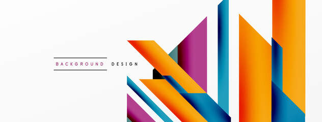 Minimal geometric abstract background. Dynamic 3d lines composition. Trendy techno business template for wallpaper, banner, background or landing