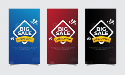Big sale special offer design template Stories Collection. Big sale for online shopping .