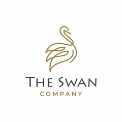 elegant line art swan logo vector