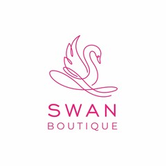 line art swan logo vector