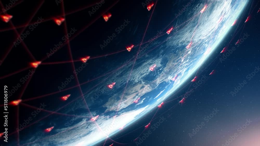 Poster Global Positioning System GPS of navigation satellites or satnav transmit data coverage around planet Earth