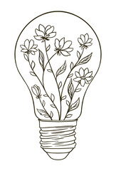 light bulb decorated with flowers. Vector illustration