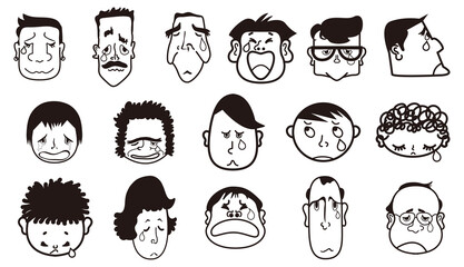 人物の顔　表情　悲しむ　