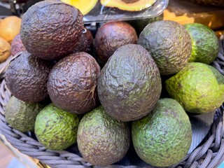 Avocado green healthy fresh fruit at community market , 18 June 2022, Buriram province.