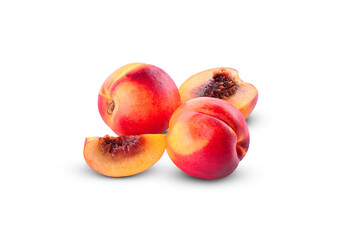 fresh peaches isolated on white background