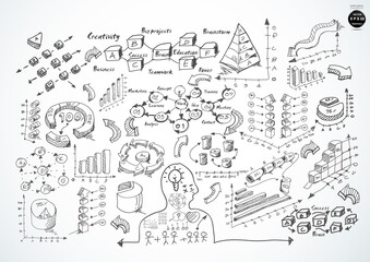 Illustration business.design modern  idea and concept think creativity. for brainstorm,Social network,success,plan,think,search,analyze,communicate, futuristic idea innovation technology.
