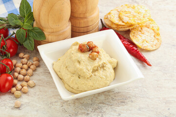 Natural organic chickpea hummus with olive oil