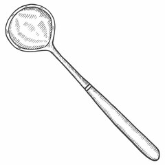 soup ladle kitchen utensils solated doodle hand drawn sketch with outline style