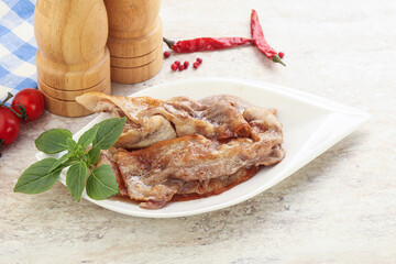 Fried pork bacon for breakfast