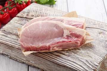 Raw pork t-bone steak for grill