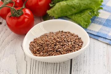 Dry Raw flax seed in the bowl