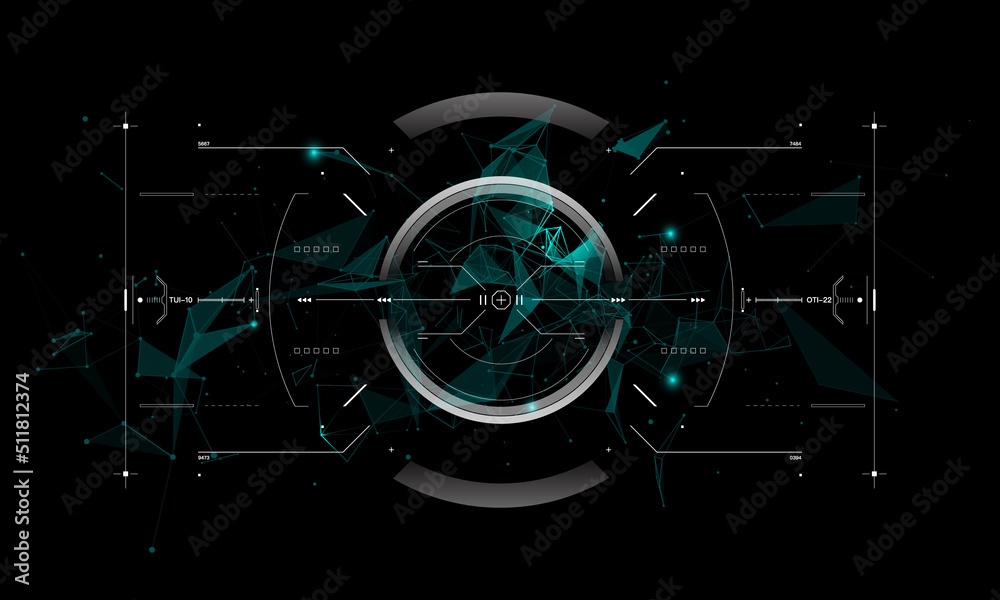 Poster futuristic concept of hud ui cockpit screen frame scifi concept design.