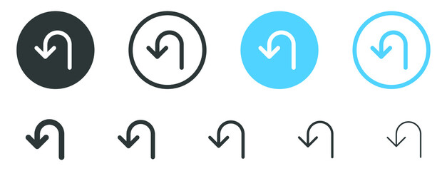 return icon redo arrow turn back symbols, looking down arrows direction icons	