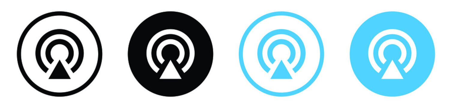 Hotspot Network Signal Icon, Transmission Antenna Radio Tower Icon Symbol - Broadcast, Masts, Wireless Connection Icons Button