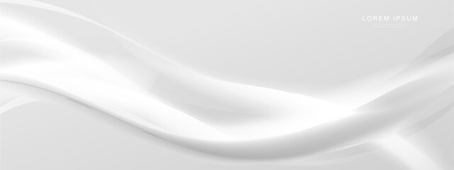 Abstract white wavy with blurred light curved lines background. Vector illustration