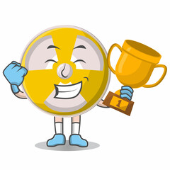 Radioactive cute winner trophy design character, design vector illustrator.