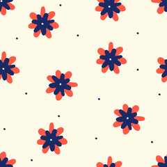 Flowers seamless pattern hand drawn doodle. vector, minimalism, scandinavian, monochrome, simple abstract plants. wallpaper, wrapping paper textiles background.
