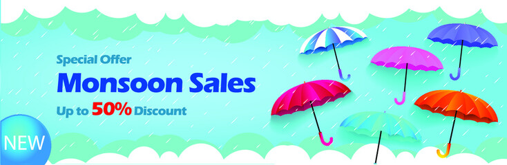 Monsoon season banner sale design template