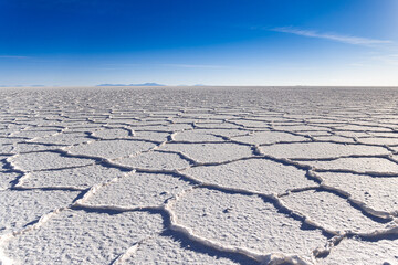 Fototapeta na wymiar Salar de Uyuni, the world's largest salt flat in Bolivia, photographed at blue hour